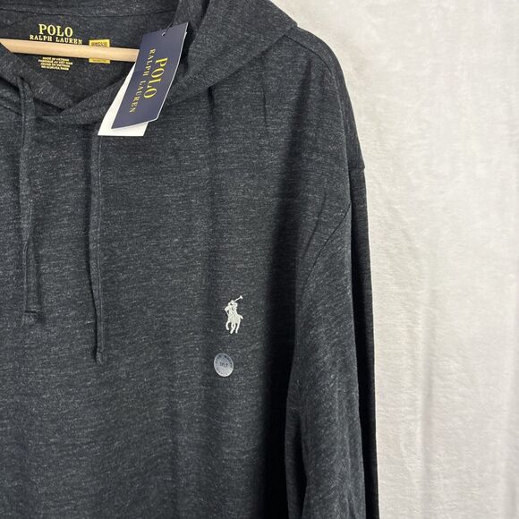 Polo Ralph Lauren Men’s Core Replen Heather Black Long Sleeve Hoodie Sz 3XLT NWT - Picture 2 of 6